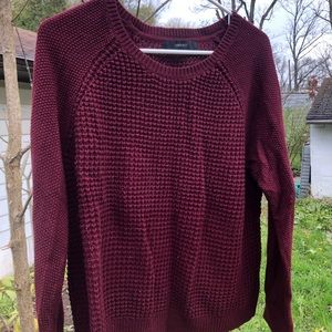 Burgundy cable knit sweater
